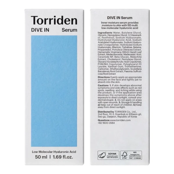 Torriden DIVE IN Hyaluronic Acid Serum 50ml (1.69 fl.oz.) | Deep Hydration to Get Glow Skin