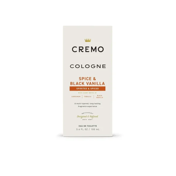 Cremo Cologne for Men - Spice & Black Vanilla Mens Cologne Spray - An Explosion of Vibrant Spices, Dark Woods and Black Vanilla, Fragrances For Men, 3.4 Fl Oz