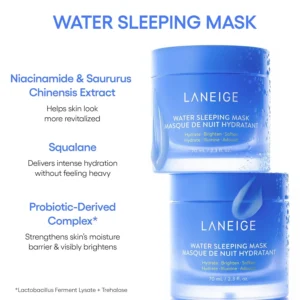 LANEIGE Water Sleeping Mask: Hydrating Korean Overnight Mask with Squalane & Probiotic-Derived Complex, for Bright, Glowing Skin & Barrier