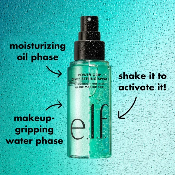 e.l.f. Power Grip Dewy Setting Spray Ultra Fine Mist Grips Makeup