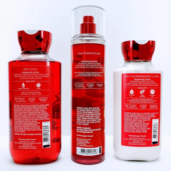 Bath & Body Works Japanese Cherry Blossom Set - Shower Gel 10 oz, Fragrance Mist 8 oz, Body Lotion 8 oz
