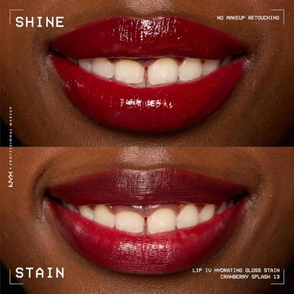 NYX PROFESSIONAL MAKEUP Lip IV Hydrating Glossy Lip Stain with 12HR Hydration - Cranberry Splash (Red)