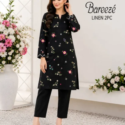 Bareeze Linen 2PC Embroidered Suit