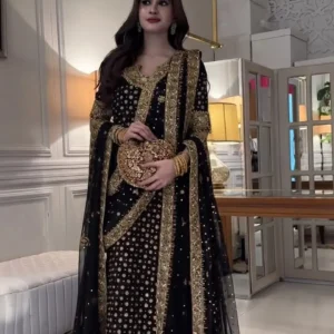 Haris Shakeel Black Bridal Collection Chiffon