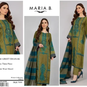 Premium Airjet Dhanak Embroidery Three Piece Digital Print Wool Shawl
